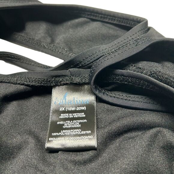 Catalina Black and Pink One Piece Swimsuit Bathing Suit Scoop Open Back 2X - Picture 5 of 5